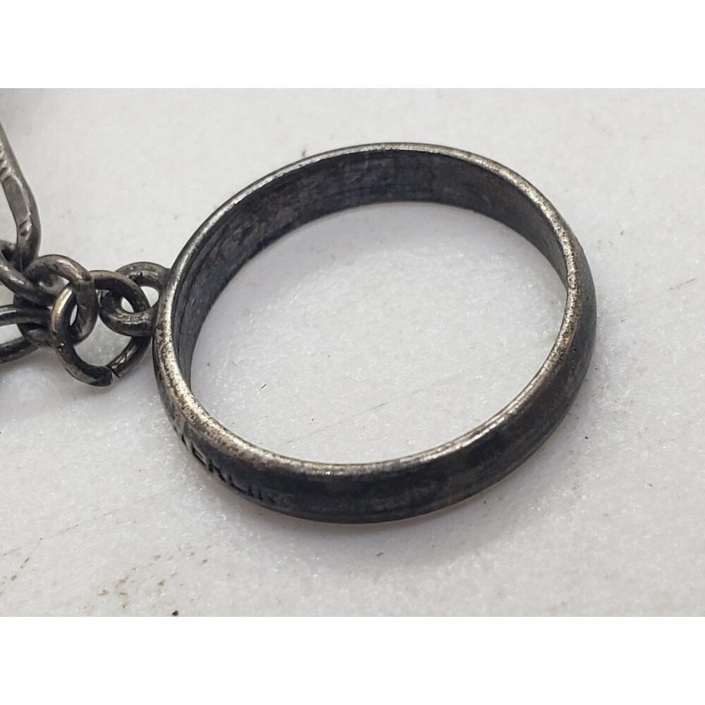 Vintage Sterling Silver Charm Bracelet Cowboy Nautical Scissors Ring Hat 7in - Picture 12 of 16